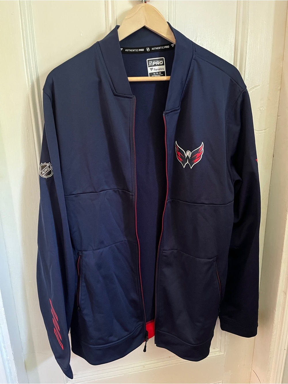 Fanatics Navy Jacket with Red Trim Washington Capitals Logo